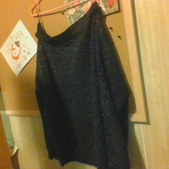 Dark  sweater with multi color off the shoulder or worn regularly - Picture 1 of 5